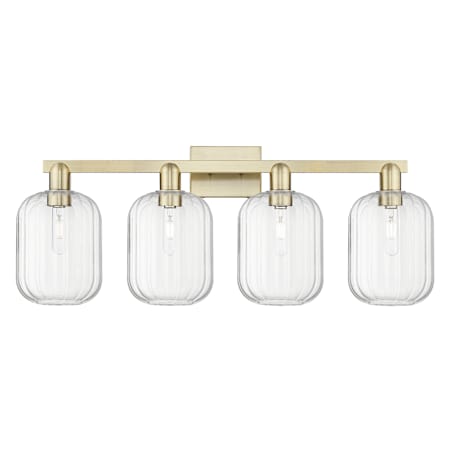 Innovations Lighting Preston 4 Light 36" Wide Vanity Light Antique Brass / Clear