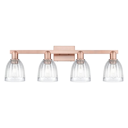 Innovations Lighting Brookfield 4 Light 33" Wide Vanity Light Antique Copper / Clear