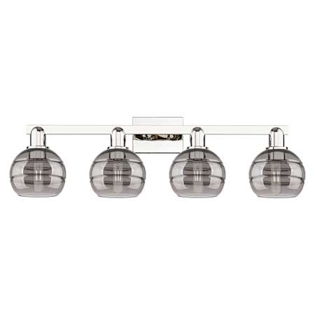 Innovations Lighting Rochester 4 Light 33" Wide Vanity Light Polished Nickel / Light Smoke