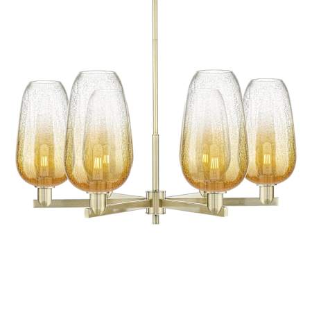 Innovations Lighting Brookhaven Flute 6 Light 24" Wide Candle Style Chandelier Antique Brass / Amber