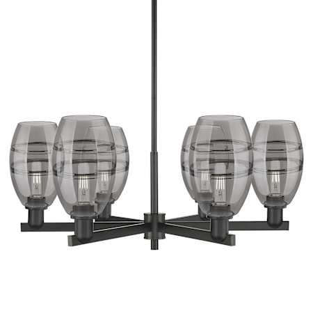 Innovations Lighting Vaz 6 Light 36" Wide Chandelier Matte Black / Light Smoke