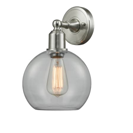 Innovations Lighting Sphere Single Light 13" Tall Bathroom Sconce Brushed Satin Nickel / Clear