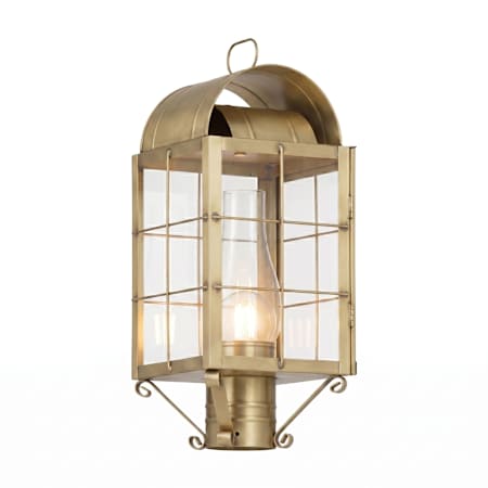 Innovations Lighting Durham 18" Tall Post Light with H Wire Pattern, Clear Glass Chimney and Clear Glass Antique Brass