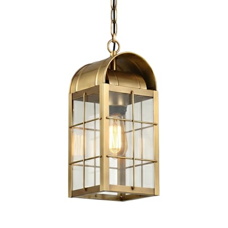 Innovations Lighting Durham 8" Wide Outdoor Mini Pendant with H Wire Pattern and Clear Glass Antique Brass