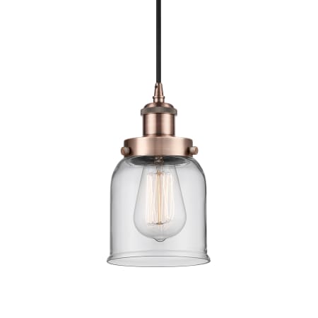 Innovations Lighting Bell 5" Wide Mini Pendant Antique Copper / Clear