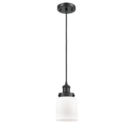 Innovations Lighting Small Bell 5" Wide Mini Pendant - Cord Hung Matte Black / Matte White