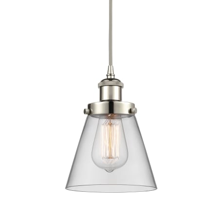 Innovations Lighting Cone 6" Wide Mini Pendant with Shade Polished Nickel / Clear