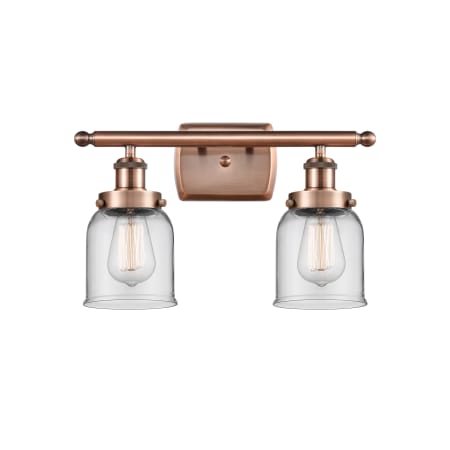 Innovations Lighting Bell 2 Light 16" Wide Vanity Light Antique Copper / Clear