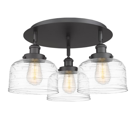 Innovations Lighting Bell 3 Light 18" Wide Flush Mount Ceiling Fixture Matte Black