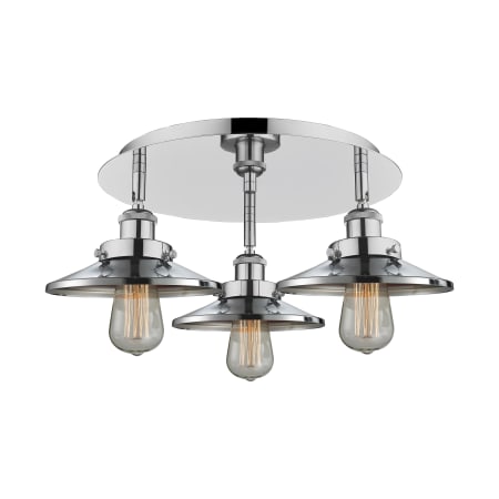 Innovations Lighting Ballston Urban 3 Light 20" Wide Flush Mount Ceiling Fixture Polished Chrome