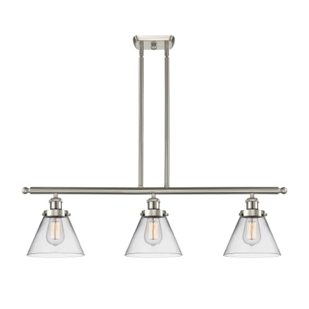 Innovations Lighting Large Cone 3 Light 36" Multi Light Large Pendant Brushed Satin Nickel / Clear