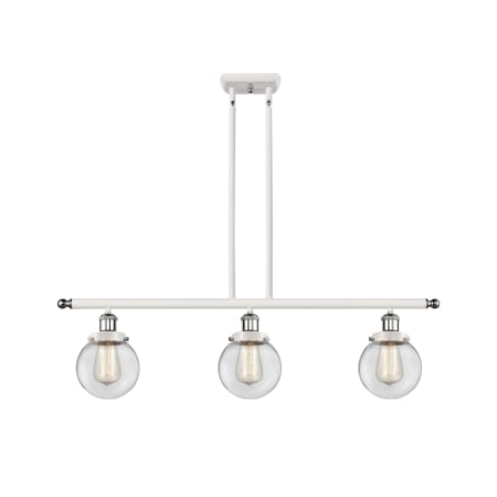 Innovations Lighting Beacon 3 Light 36" Wide Linear Pendant White and Polished Chrome / Clear