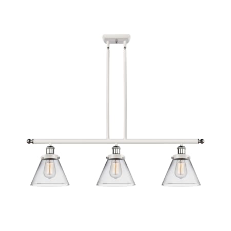 Innovations Lighting Cone 3 Light 36" Wide Linear Pendant White and Polished Chrome / Clear