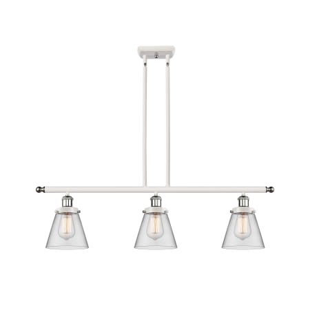 Innovations Lighting Cone 3 Light 36" Wide Linear Pendant White and Polished Chrome / Clear