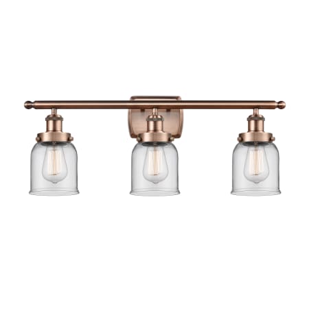 Innovations Lighting Bell 3 Light 26" Wide Vanity Light Antique Copper / Clear