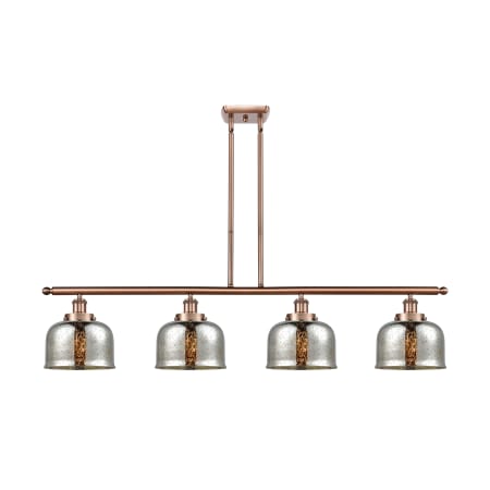 Innovations Lighting Bell 4 Light 48" Wide Linear Pendant Antique Copper / Silver Plated Mercury
