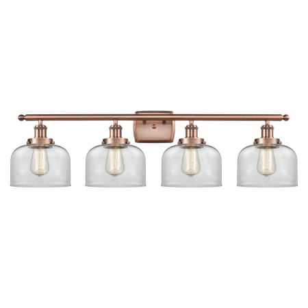Innovations Lighting Bell 4 Light 38" Wide Vanity Light Antique Copper / Clear