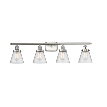 Innovations Lighting Cone 4 Light 36" Wide Commercial Vanity Light Brushed Satin Nickel / Seedy