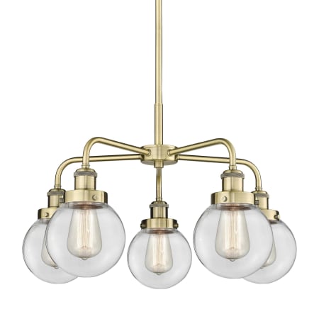 Innovations Lighting Beacon 5 Light 24" Wide Chandelier Antique Brass / Clear