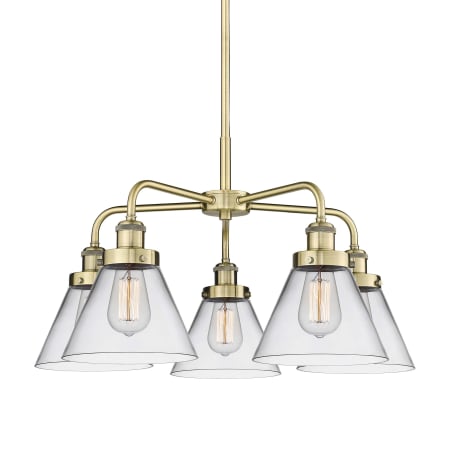 Innovations Lighting Cone 5 Light 26" Wide Chandelier Antique Brass / Clear