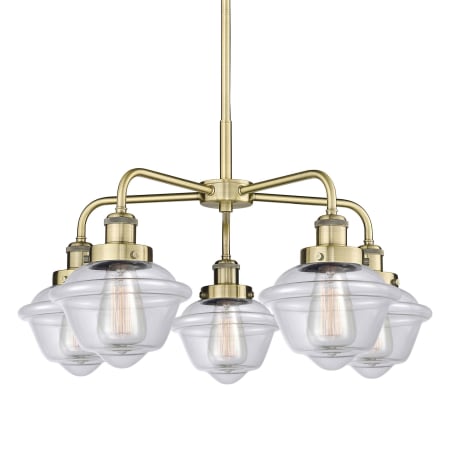 Innovations Lighting Oxford 5 Light 25" Wide Flush Mount Ceiling Fixture Antique Brass / Clear