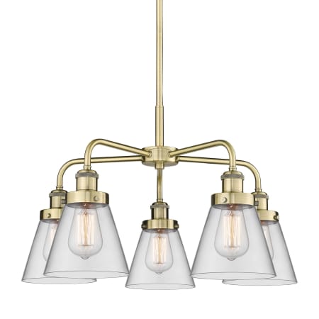 Innovations Lighting Cone 5 Light 25" Wide Chandelier Antique Brass / Clear