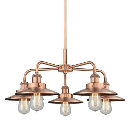 Innovations Lighting Ballston Urban 5 Light 26" Wide Chandelier Antique Copper