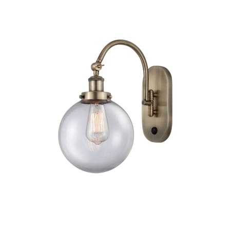 Innovations Lighting Beacon 15" Tall Wall Sconce / Converts to Semi-Flush Ceiling Fixture Antique Brass / Clear