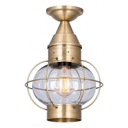 Innovations Lighting Ellington 9" Wide Semi-Flush Globe Outdoor Ceiling Fixture with Clear Glass Antique Brass