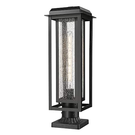 Innovations Lighting Mansfield 21" Tall Post Light with Seedy Glass Matte Black