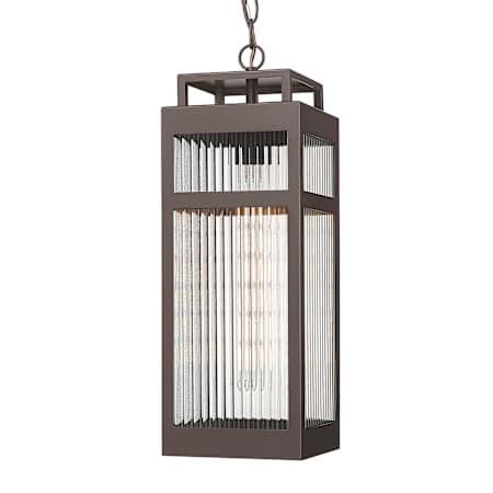 Innovations Lighting Ridgeway 7" Wide Outdoor Mini Pendant with Ribbed Glass Shade Bronze
