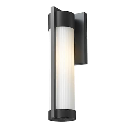 Innovations Lighting Stratford 14" Tall Outdoor Wall Sconce with Frosted Ribbed Glass Panels Matte Black