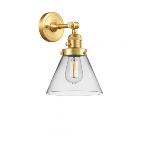 Innovations Lighting Large Cone 1 Light Sconce / Clear Glass Satin Gold