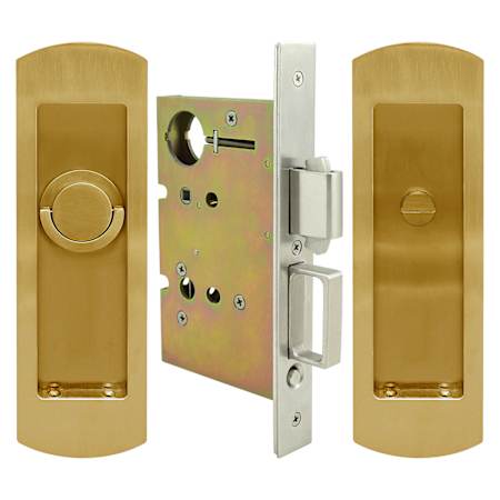 INOX FH29 Series Privacy Pocket Door Lock with TT09 Thumb-Turn Release Aged Brass