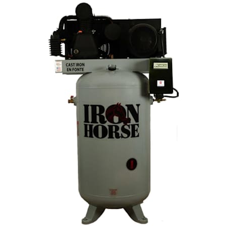 Iron Horse 7.5 HP 80 Gal 200 Max PSI Two-Stage Stationary Electric (208, 230 Volt 1 Phase) Reciprocating Air Compressor N/A