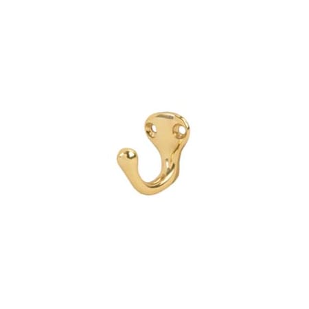 Ives Low Profile Single Cast Aluminum Wardrobe Hook with 1 5/8" Projection Polished Brass