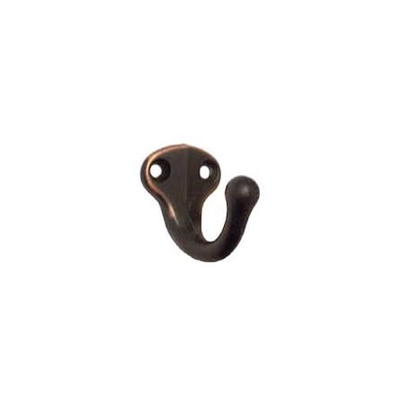 Ives Low Profile Single Cast Brass Wardrobe Hook with 1 11/16" Projection Oil Rubbed Bronze