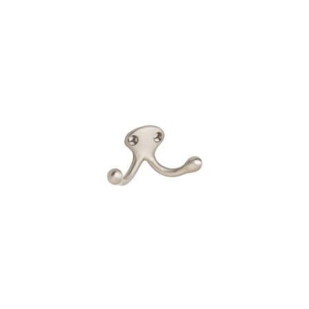 Ives Low Profile Double Cast Aluminum Wardrobe Hook with 1 3/32" Projection Satin Nickel