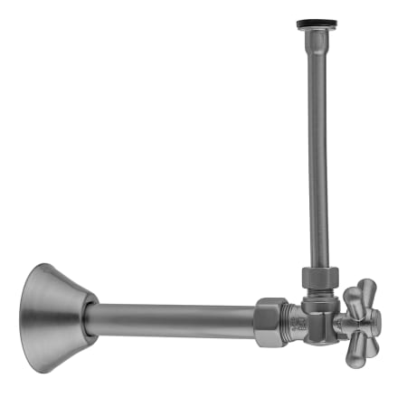 Jaclo Quarter Turn Angle Pattern 5/8" O.D. Compression (Fits 1/2" Copper) x 3/8" O.D. Toilet Supply Kit with Cross Handle, 20" Supply Tube Cover Tube, Escutcheon Matte Black