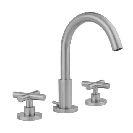 Jaclo Uptown Contempo 0.5 GPM Widespread Bathroom Faucet with Round Escutcheons and Slim Cross Handles Matte Black