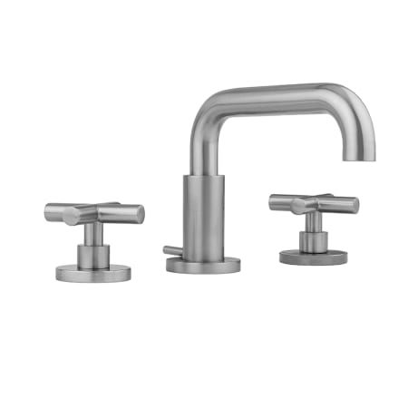 Jaclo Downtown Contempo 1.2 GPM Widespread Bathroom Faucet with Round Escutcheons and Contempo Slim Cross Handles Matte Black