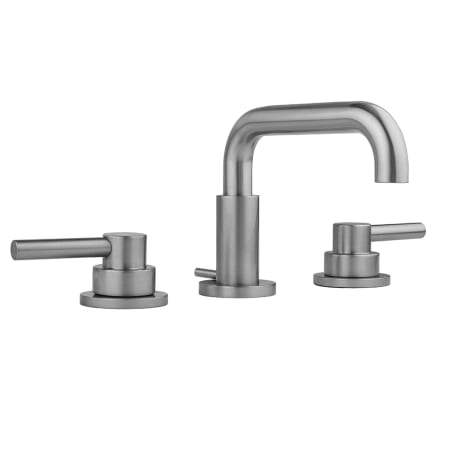 Jaclo Downtown Contempo 1.2 GPM Widespread Bathroom Faucet with Round Escutcheons and Low Contempo Lever Handles Matte Black
