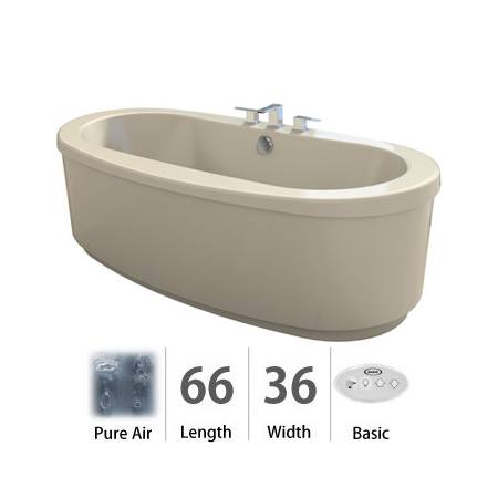 Jacuzzi Bravo 66" Pure Air Freestanding Bathtub with Center Drain and Reversible Blower Almond