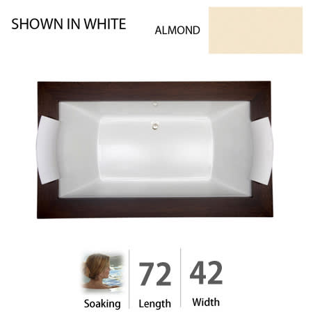Jacuzzi 72" x 42" Fuzion Drop In Soaking Bathtub with Center Drain - Integrated Drain Assembly Included Almond