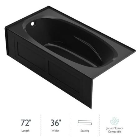 Jacuzzi Amiga 72" Soaking Alcove Bathtub with Left Drain Black