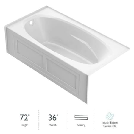 Jacuzzi 72" x 36" Amiga® Three Wall Alcove Soaking Bathtub with Left Drain White