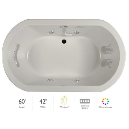 Jacuzzi Anza 60" Whirlpool Bathtub for Drop In Installation with Center Drain and Chromatherapy / RapidHeat Technologies - Luxury Controls Oyster