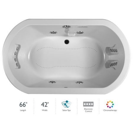 Jacuzzi Anza 66" Salon Spa Bathtub for Drop In Installation with Center Drain and Chromatherapy / RapidHeat Technologies - Luxury Controls White