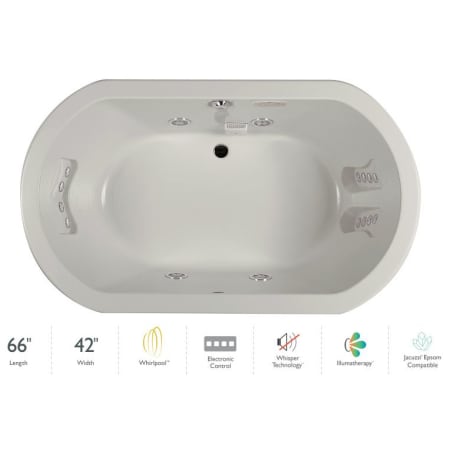 Jacuzzi Anza 66" Whirlpool Bathtub for Drop In Installation with Center Drain and Illumatherapy / Whisper Technology™ - Luxury Controls Oyster