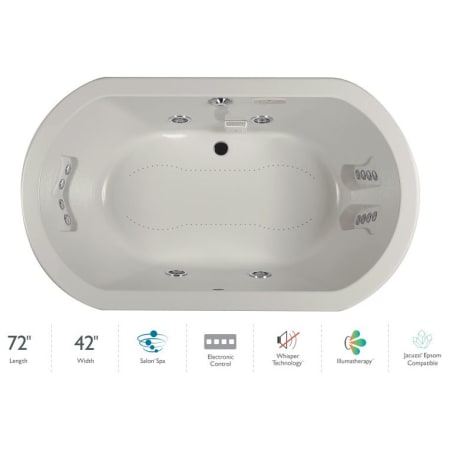 Jacuzzi Anza 72" Salon Spa Bathtub for Drop In Installation with Center Drain and Illumatherapy / Whisper Technology™ - Luxury Controls Oyster